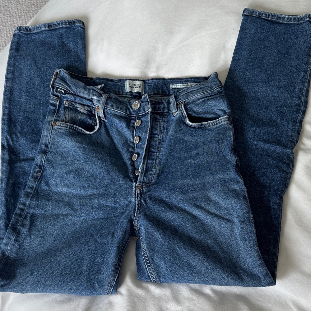 Citizens of Humanity High-Rise Button-Fly Dark Blue Jeans